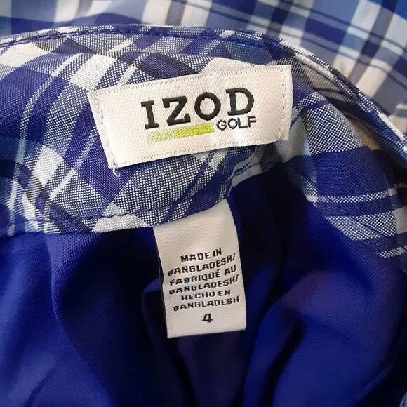 IZOD Gold Women's Golf Skort In Blue Plaid Size 4 Pockets Side Zip - Picture 3 of 9